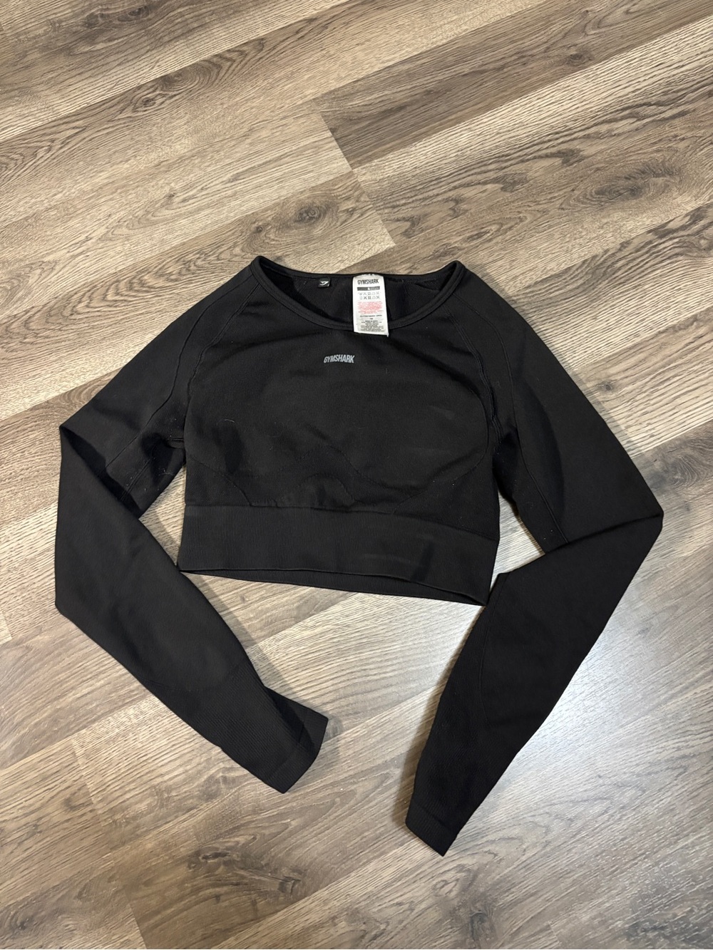 Gymshark Black Long-Sleeve Cropped Athletic Top